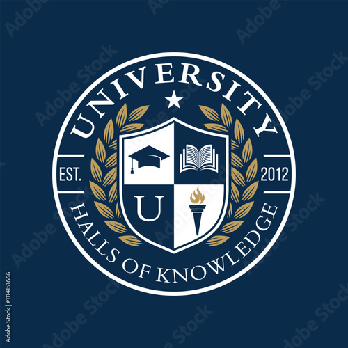 University college school badge logo design vector image. Education badge logo design. University high school emblem