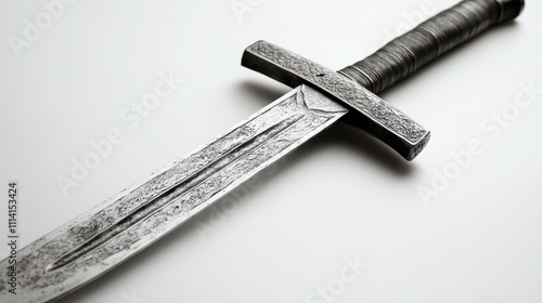 Old sword dagger weapon white background.