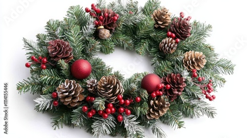 Christmas wreath white background celebration.