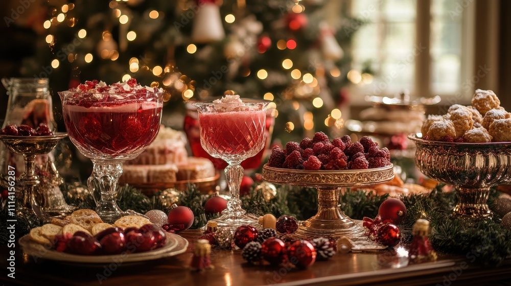 Christmas dessert drink table. Christmas dessert drink table.