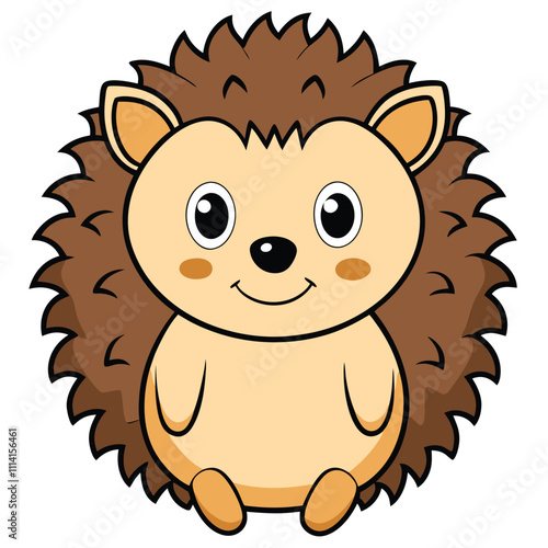 Flat Vector Cute Hedgehog Cartoon Character Isolated on White Background