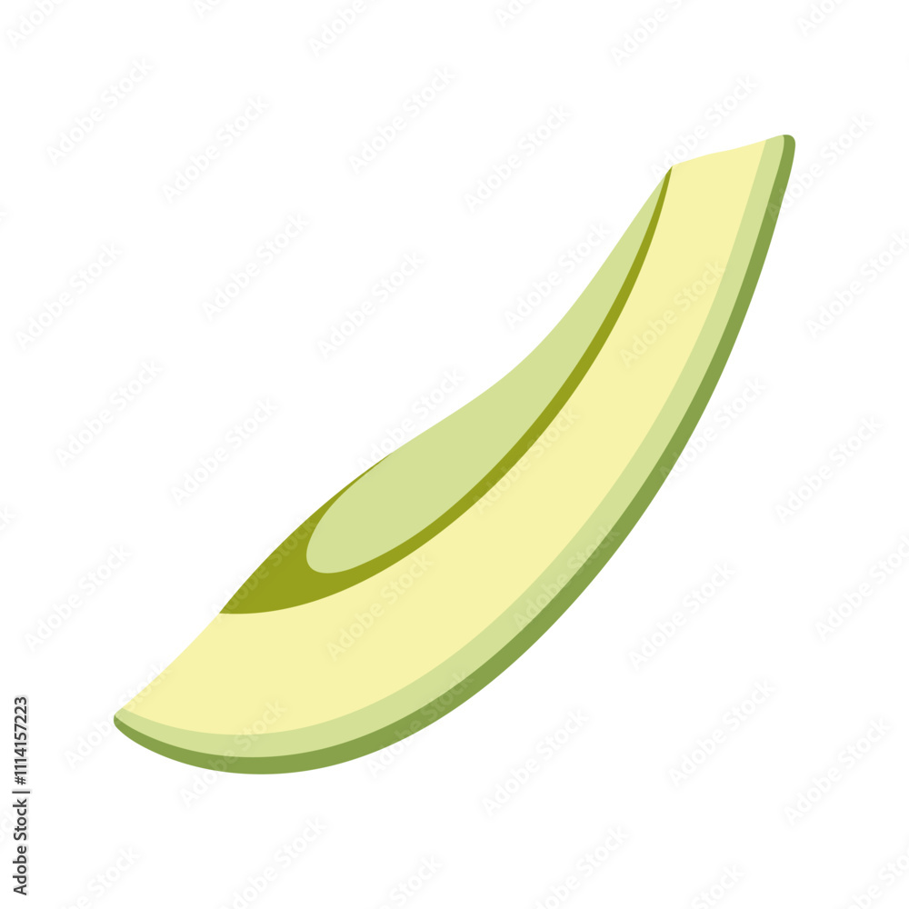 Summer green slice of avocado. Hand drawn cartoon fruit illustration. Summer green slice of avocado. Hand drawn cartoon fruit illustration.