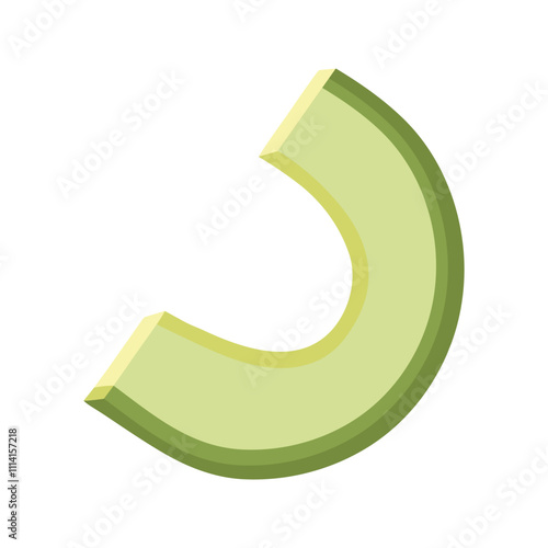 Summer green slice of avocado. Hand drawn cartoon fruit illustration.