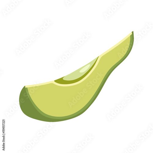 Summer green slice of avocado. Hand drawn cartoon fruit illustration.