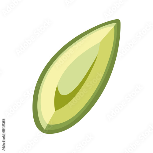 Summer green slice of avocado. Hand drawn cartoon fruit illustration.