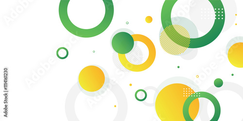 Green and yellow circle banner background. Vector abstract graphic design banner pattern background template.