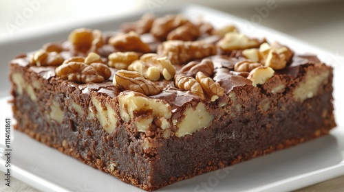 Rich, fudgy brownie topped with crunchy walnuts, perfect for dessert lovers