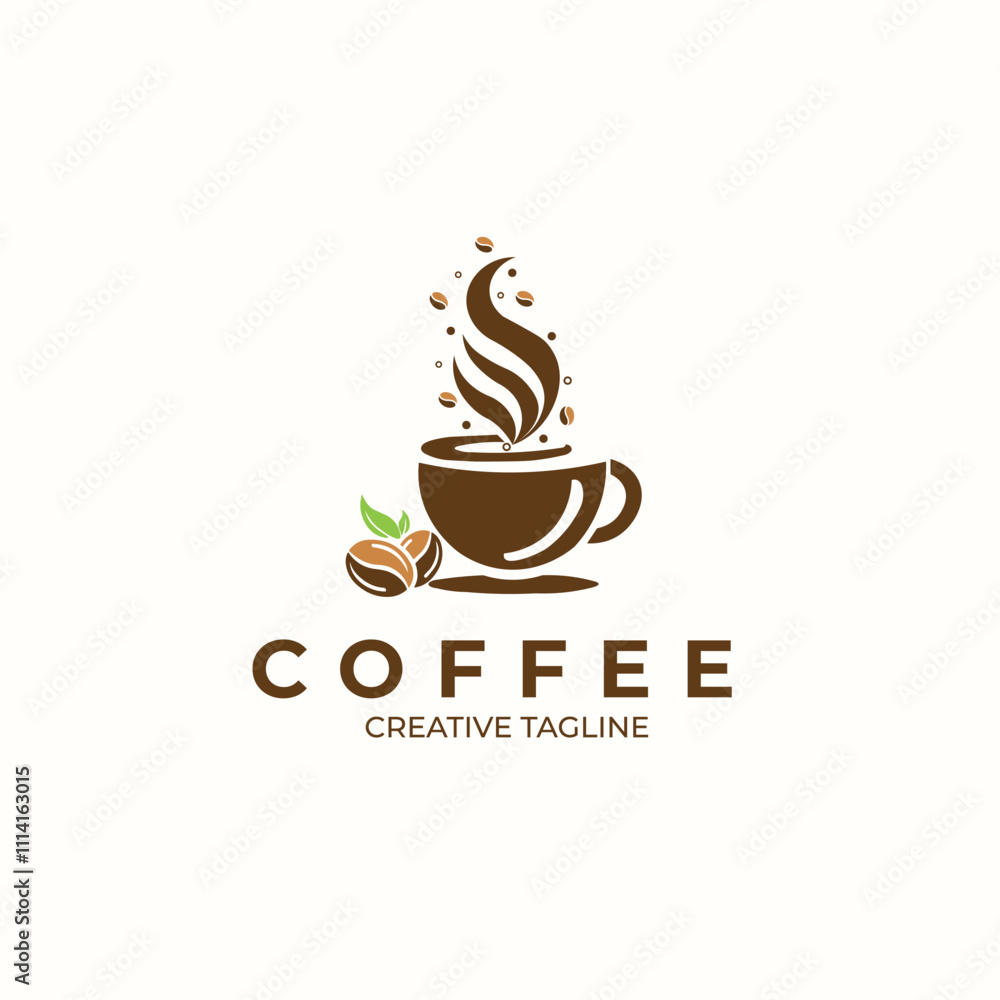 Obraz premium Coffee Bean Cup Logo Vector