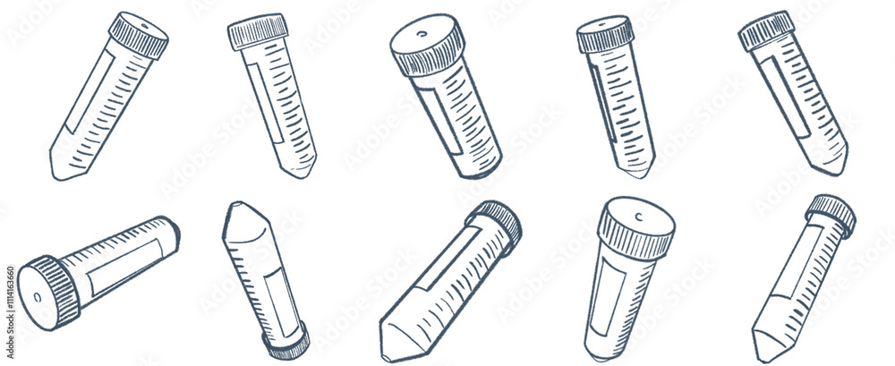 Line Art Collection of Laboratory Centrifuge Tubes Tools for Scientific Experiments and Educational Purposes Line Art Collection of Laboratory Centrifuge Tubes Tools for Scientific Experiments and Educational Purposes