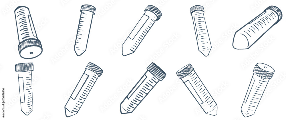 Line Art Collection of Laboratory Centrifuge Tubes Tools for Scientific Experiments and Educational Purposes Line Art Collection of Laboratory Centrifuge Tubes Tools for Scientific Experiments and Educational Purposes