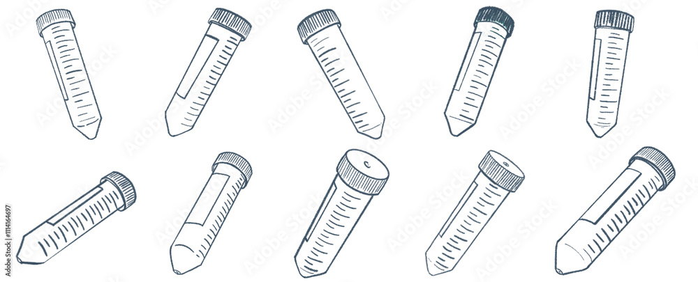 Line Art Collection of Laboratory Centrifuge Tubes Tools for Scientific Experiments and Educational Purposes Line Art Collection of Laboratory Centrifuge Tubes Tools for Scientific Experiments and Educational Purposes