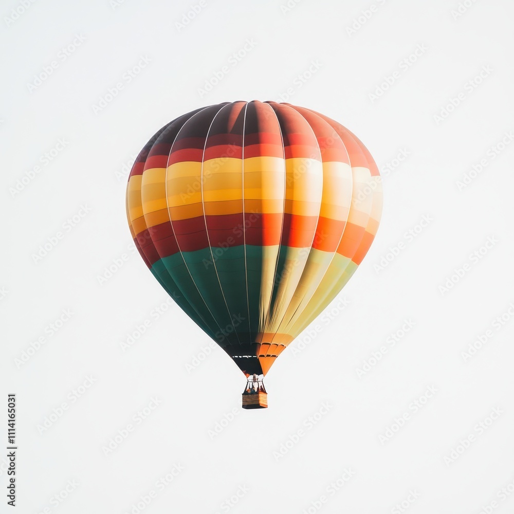 A solitary hot air balloon set against a white backdrop. A solitary hot air balloon set against a white backdrop.