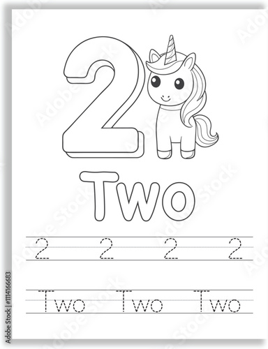 Unicorn Number Tracing Worksheet
