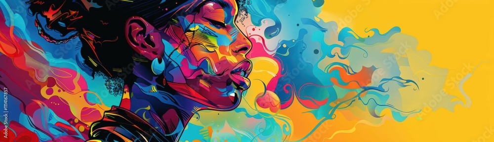 Detailed vector graphic of a pop art-inspired abstract mural, featuring bold lines, bright colors, and dynamic shapes to create a visually stimulating piece Detailed vector graphic of a pop art-inspired abstract mural, featuring bold lines, bright colors, and dynamic shapes to create a visually stimulating piece