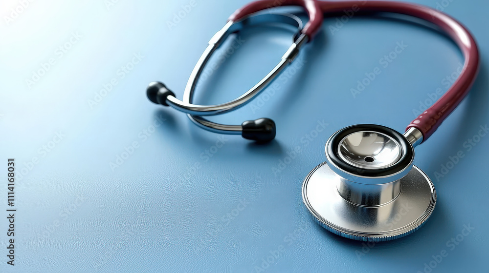 professional medical stethoscope resting on blue surface, symbolizing healthcare professional medical stethoscope resting on blue surface, symbolizing healthcare