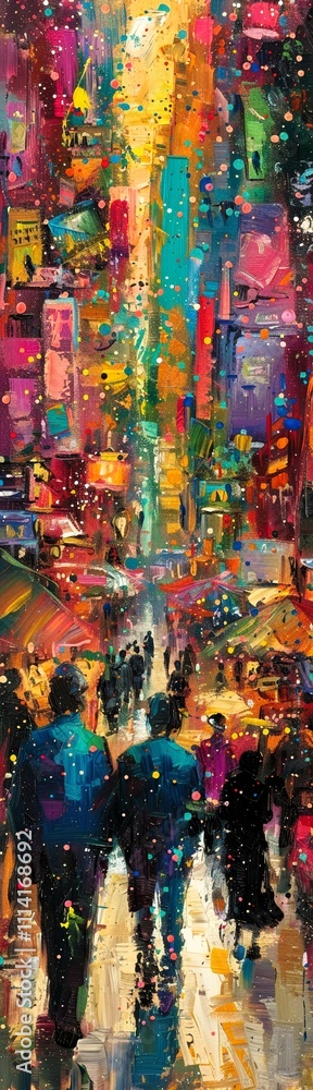 Dive into the world of Impressionism through a wide-angle view of a bustling market scene, Dive into the world of Impressionism through a wide-angle view of a bustling market scene,