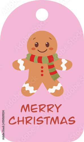 Cute gingerbread man label text tag for Christmas.