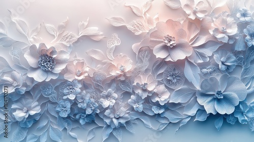 Delicate Intricate Layered Paper Lace Silhouette Pattern with Ornate Floral Designs and Translucent Ethereal Textures