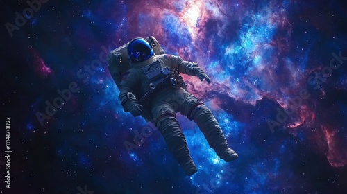 Wallpaper Mural Astronaut floating in outer space, concept of exploration and adventure, starry galaxy backdrop, high detail with vibrant cosmic colors, deep space mission. Torontodigital.ca