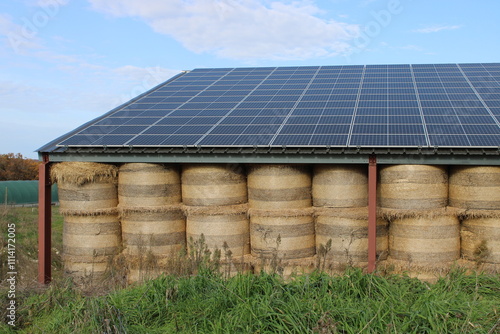 Panneaux solaires sur hangar agricole photo