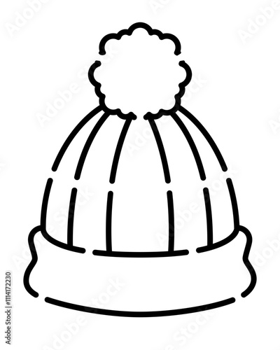 Knitted Hat Christmas Stencil Design for Decorating Gingerbread, Cookies and Other Pastries - Vector Cutting Template. 