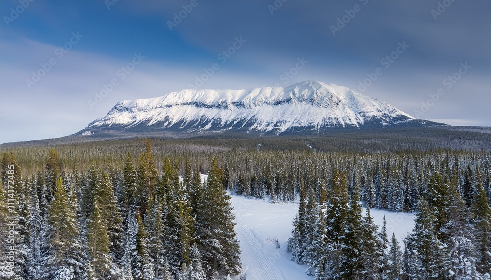 Distant Peaks: The Frozen Beauty of Mount Albert on a Winter Day Distant Peaks: The Frozen Beauty of Mount Albert on a Winter Day