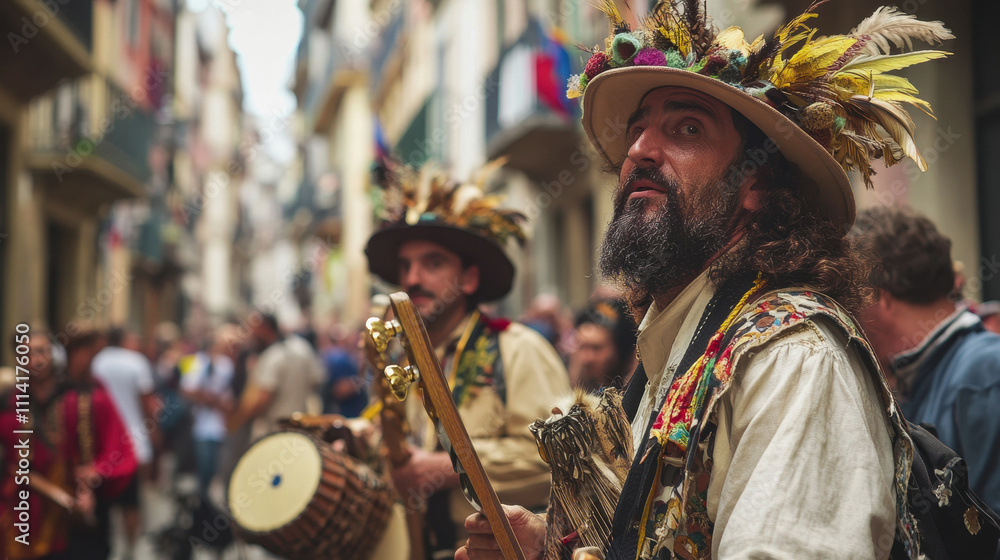 Fototapeta premium Tamborrada in San Sebastian is a holiday in Spain. a holiday in Spain