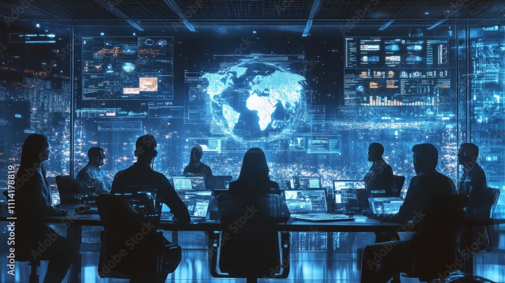 Global cybersecurity operations command center digital data monitoring high-tech environment strategic overview cyber defense initiatives Global cybersecurity operations command center digital data monitoring high-tech environment strategic overview cyber defense initiatives