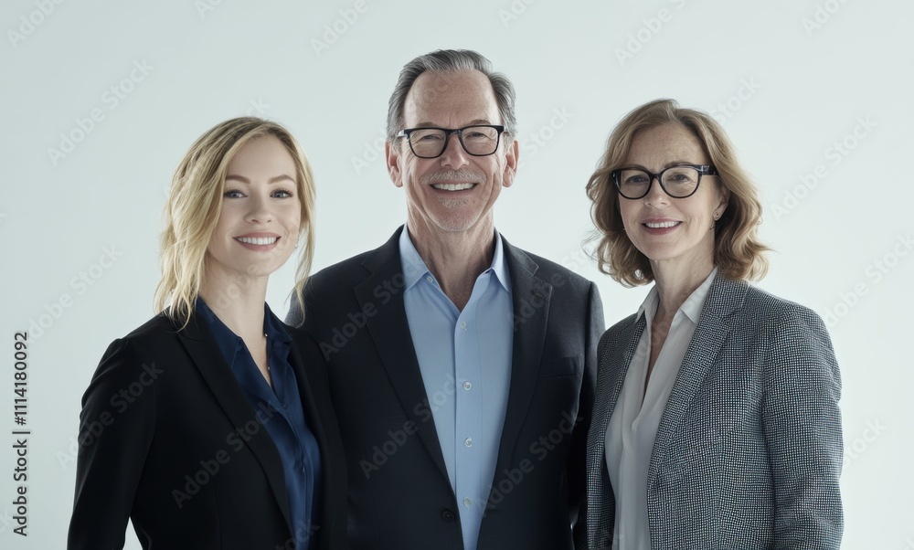 Dressed in business suits, a group of senior professionals stands against a white background, radiating professionalism and team spirit. Dressed in business suits, a group of senior professionals stands against a white background, radiating professionalism and team spirit.