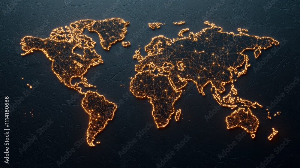 custom made wallpaper toronto digitalGlobal Network Abstract representation of a world map with network connections forming a complex web, symbolizing globalization, interconnectedness, and digital transformation.