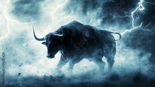 Charging Bull and Thunderstorm