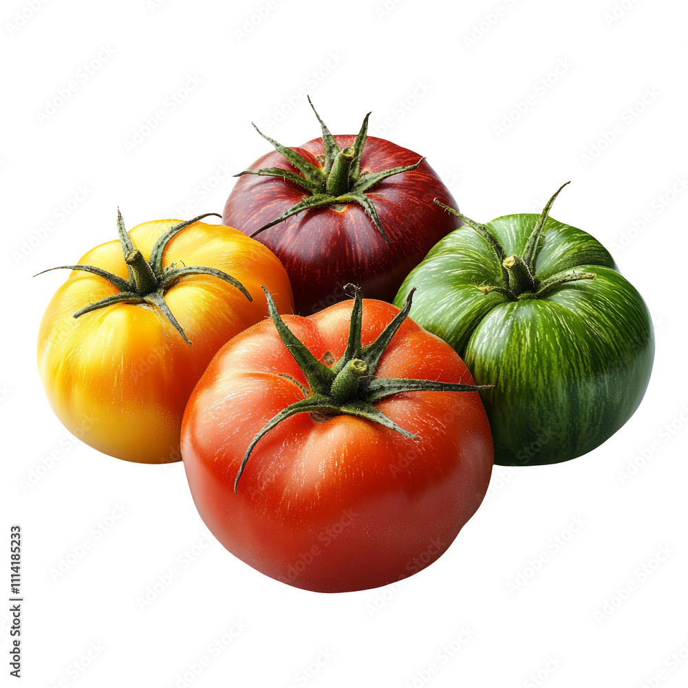 Colorful Tomatoes on Transparent Background Colorful Tomatoes on Transparent Background
