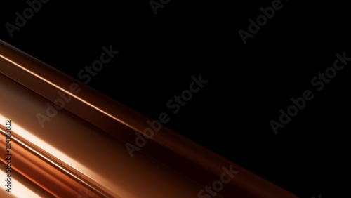 Abstract background with metallic bronze lines on a black background, minimalist design for banners, presentations, advertising, and decoration. Smooth texture, stylish and modern visual effect