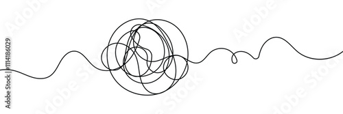 hand-drawn scribbles of tangled intertwined lines in different shapes and size. editable line. adjusta ble stroke width on white background.