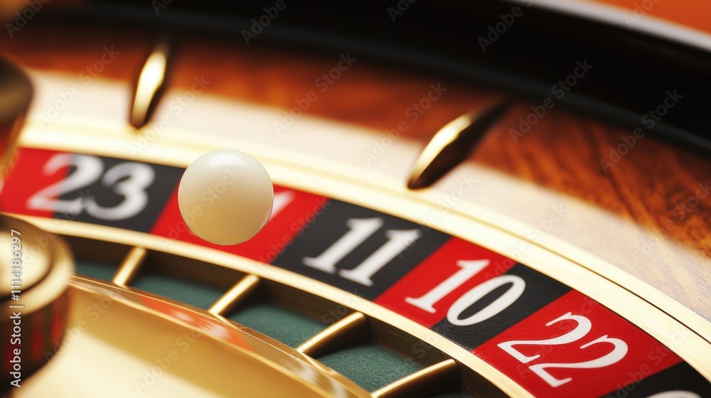 casino Roulette Wheel Close up of the roulette ball landing on a specific number, determining the outcome and creating a moment of excitement. casino Roulette Wheel Close up of the roulette ball landing on a specific number, determining the outcome and creating a moment of excitement.