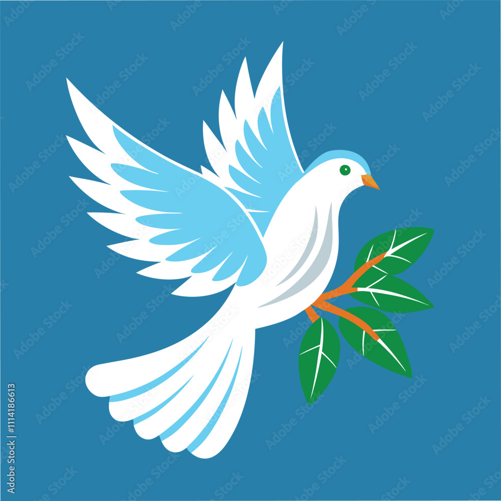 Obraz premium White Dove Emblem with Olive Twig Vector Illustration