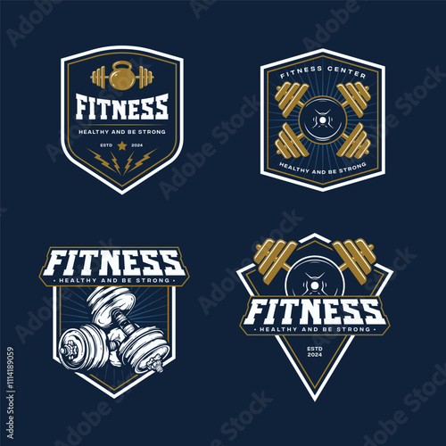 fitness logo badge design template with the text editable for clothing, sport and apparel and other uses