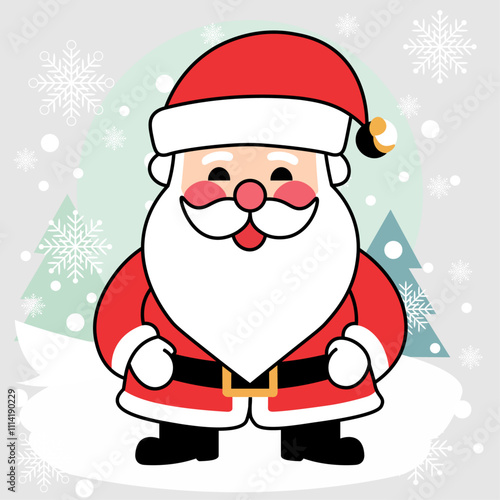 Cute Cartoon Santa Claus Illustration for Christmas