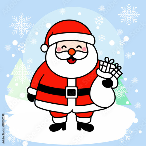 Cute Cartoon Santa Claus Illustration for Christmas