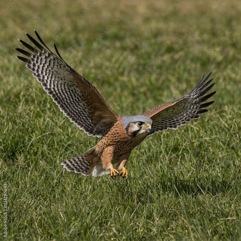 Fototapeta premium A barn owl hunting over a quiet farm.