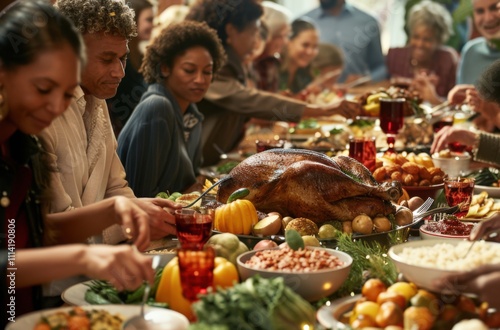 Large Diverse Group Of People Celebrate Holiday photo