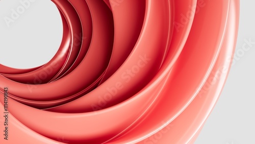 Abstract 3D background with red wavy lines in a minimalist style, smooth texture, modern design for banners, presentations, backgrounds, and advertising. Geometric shapes on a light background.