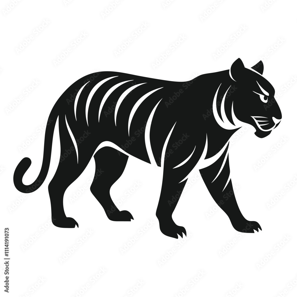 Simple Design of Silhouette of Tiger Walking Vector Illustration Simple Design of Silhouette of Tiger Walking Vector Illustration