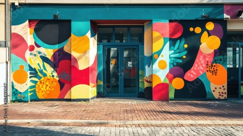 Mural Street Vibrant Colorful Mockup photo