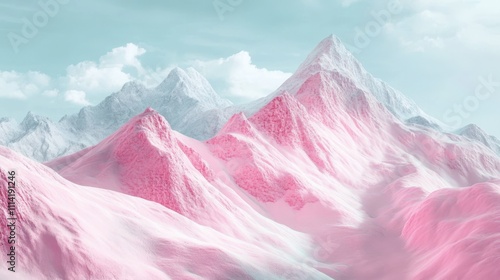 Pastel-colored 3D landscape with rolling hills