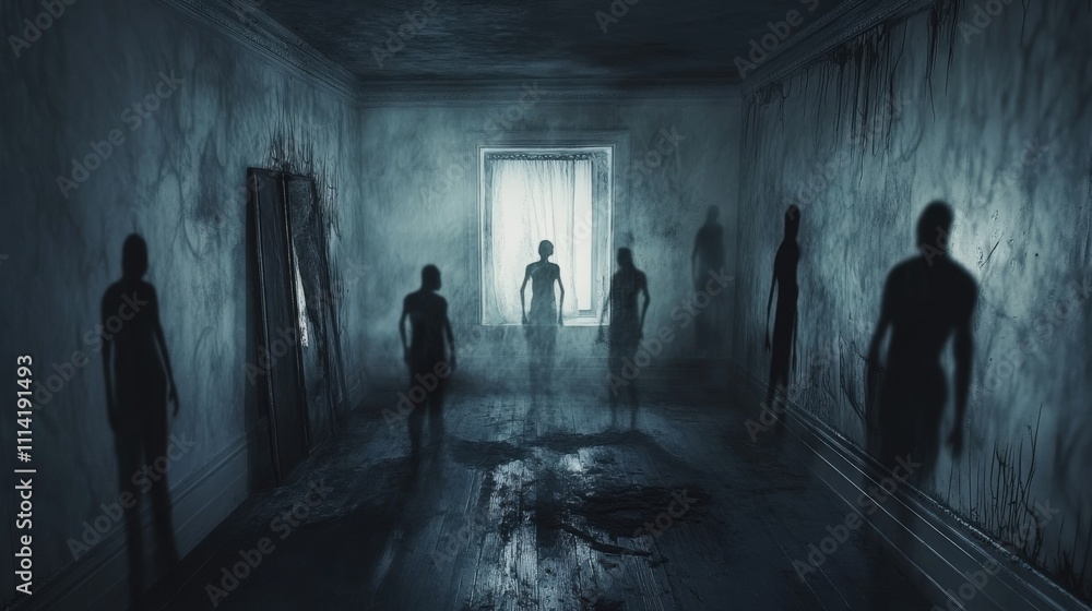 Room Filled With Shadowy Figures Representing Fears Room Filled With Shadowy Figures Representing Fears