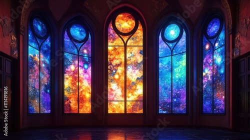 Stained Glass With Celestial Designs Background