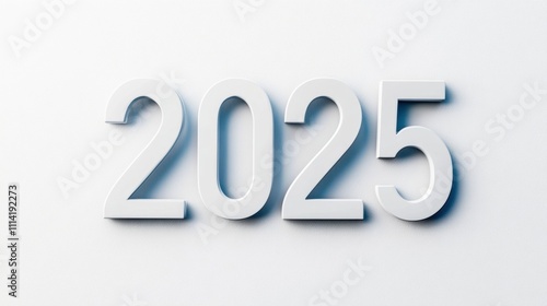 Large 2025 numbers on white background for future planning concepts