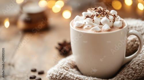 Hot Chocolate with Whipped Cream and Marshmallow