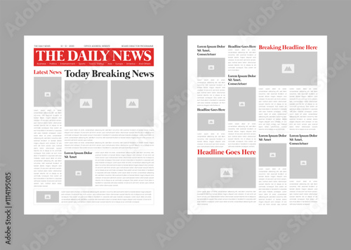 Newspaper layout template and the daily news layout design, newsletter template or vintage newspaper design template